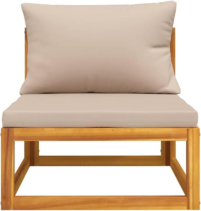 Garden Sofa Set, Taupe Solid Acacia Wood Outdoor Sectional Sofa Unit, Modular Seating for Balcony Backyard - Photo 3