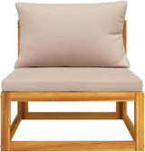 Garden Sofa Set, Taupe Solid Acacia Wood Outdoor Sectional Sofa Unit, Modular Seating for Balcony Backyard - Photo 3