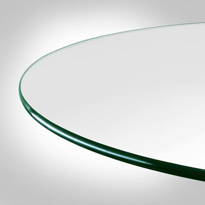 Dulles Glass 32 inch Round Glass Table Top - Tempered - 3/8" Thick Glass Surface, Safe Pencil Edge, Multipurpose for Dining Table, Patio, Coffee and End Table