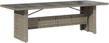 vidaXL Patio Dining Table - Gray Poly Rattan & Tempered Glass - Outdoor Garden/Lawn Furniture for Patio/Deck - Photo 1