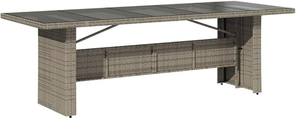 vidaXL Patio Dining Table - Gray Poly Rattan & Tempered Glass - Outdoor Garden/Lawn Furniture for Patio/Deck - Photo 1