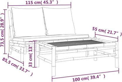 Modern Outdoor Lounge Set with Bamboo Fiber Frame and Zippered Cushions for Patio, Balcony, and Garden Comfort