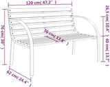 Outdoor Garden Bench, 47.2 in Weather-Resistant Patio Seating for 2, Solid Wood and Iron Frame for Backyard, Porch, Lawn - Photo 2