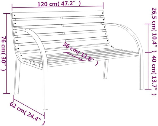 Patio Bench Wooden Garden Bench Outdoor Benches Porch Bench Suitable for Outdoor porches, lawns, Balconies and backyards. 47.2" Wood and Iron