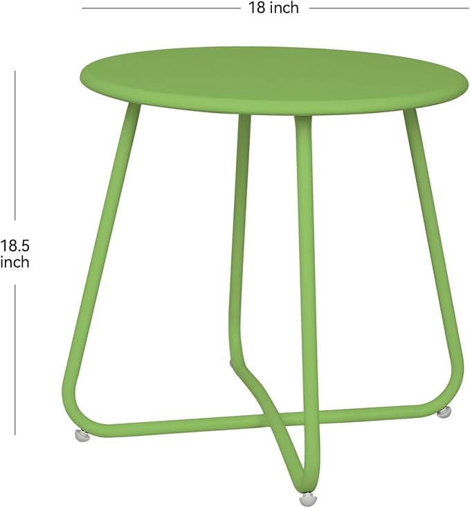 Babion Green Outdoor Side Table, Small Round Patio Accent Table for Yard & Garden, Indoor & Outdoor