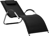 Black Gray Folding Sun Lounger 62 x 26.4 in Textilene Outdoor Chaise Lounge for Patio Poolside Beach Deck Use - Photo 1