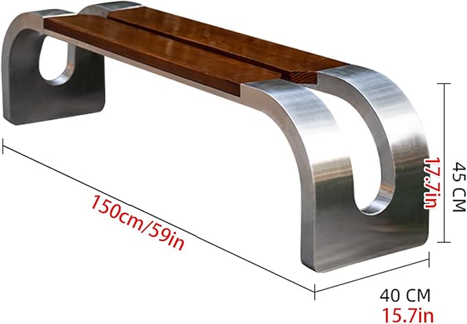 Outdoor Garden Bench, Curved Patio Park Bench, Backless Wooden Bench with Metal Frame, for Garden Backyard Porch Park Lawn Balcony Entryway