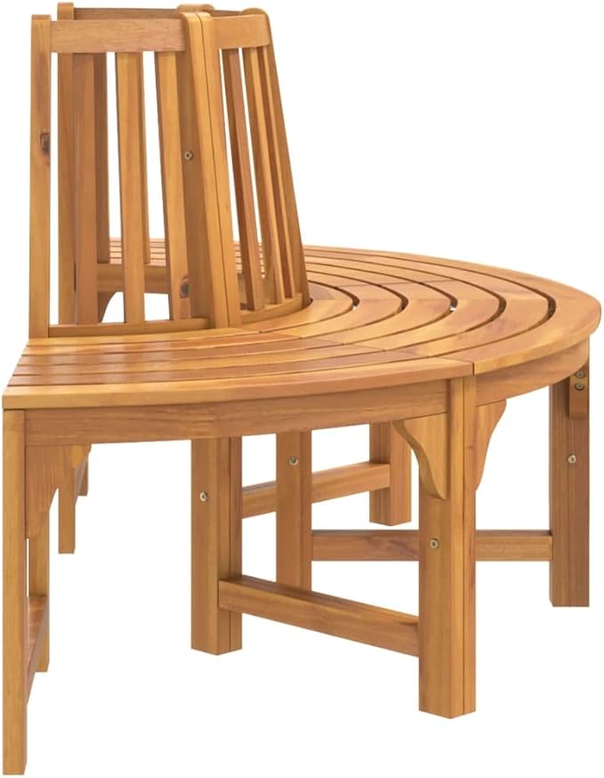 Garden Bench Deck Bench Half Round Tree Bench 63" Solid Wood Eucalyptus