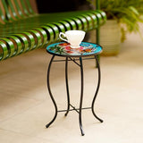 10 Inch Round Butterfly Glass Side Table, Patio Small Table, Outdoor Side Table, Outdoor Bar Table - Photo 5
