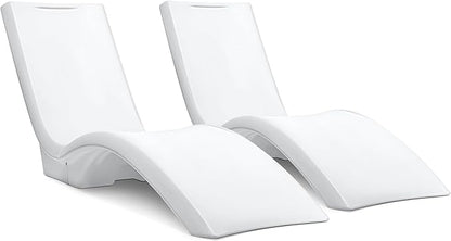 Step2 Vero Pool Lounger 2 Pack, Outdoor/Indoor Waterproof Patio Furniture, Pool Lounge Chairs, Use in Pools Up to 12 Inches of Water or Poolside Ledge, Made of Durable Plastic, Weighted, White