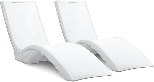 Step2 Vero Pool Lounger 2 Pack, Outdoor/Indoor Waterproof Patio Furniture, Pool Lounge Chairs, Use in Pools Up to 12 Inches of Water or Poolside Ledge, Made of Durable Plastic, Weighted, White