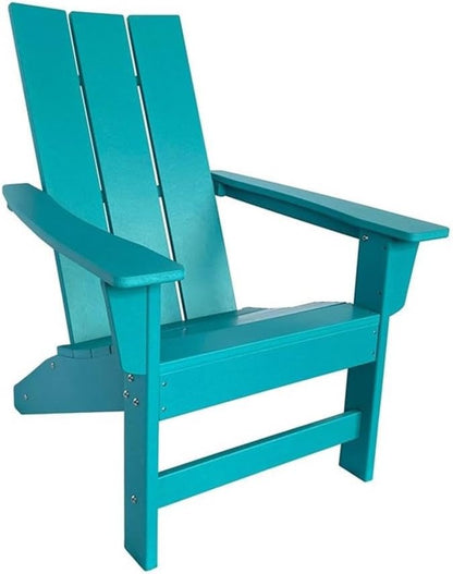 Pemberly Row Modern Resin Adirondack Chair, 35.5" H x 29" W x 32" D, Weatherproof HDPE Plastic, Blue Finish, All-Weather UV-Protected Porch or Patio Chair for Outdoor Relaxation