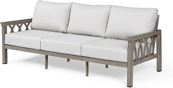 Outdoor Aluminum 3-Seat Sofa, Patio Couch with 5.9'' Thick Cushions, Weather-Resistant Outdoor Club Sofa Couch - Photo 1