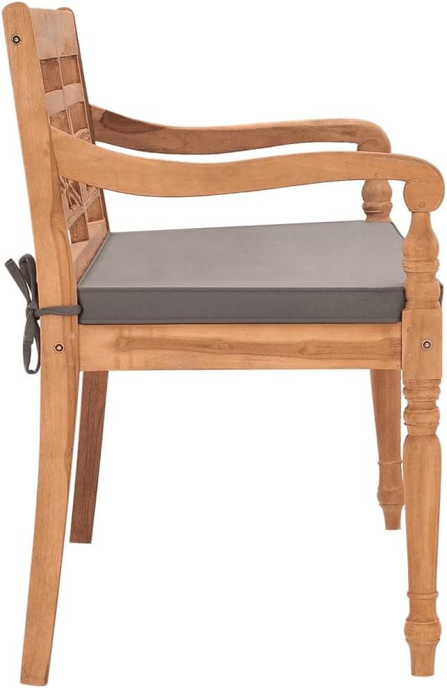 Garden Bench Deck Bench Batavia Bench with Dark Gray Cushion 47.2" Solid Teak Wood