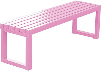 Outdoor Garden Bench Metal Park Seat Weatherproof 3-Person Deck Furniture Backless Furniture Seating for Front Porch,Lawn,Path,Yard(Lightpink,39.3 Inch)
