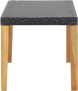 47.2 x 47.2 in Garden Bench Black Poly Rattan & Acacia Wood, 440 lb Patio Seating for Balcony & Porch - Photo 4
