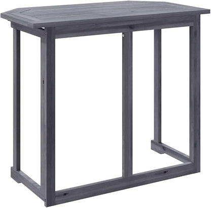 Balcony Table Grey Solid Acacia Wood Coffee Tables Outside Table for Picnic Backyard 35.4 x 19.7 x 29.1 in
