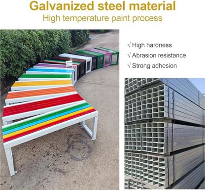 Weatherproof Metal Garden Bench, 500kg Capacity, Outdoor Patio Seating, Durable Wood Plastic, Perfect for Park, Lawn, Yard, School - 150cm/59in Long