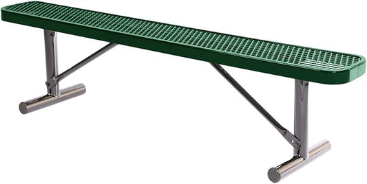 COATEDOUTDOORFURNITURE Coated Outdoor Furniture Heavy-Duty Portable Outdoor Bench Thermoplastic Coated, Expanded Metal, Commercial-Grade Seating, Made in America (Portable Without Back, 6 Ft, Green)