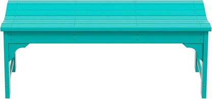 WO Home Furniture 48" Modern Backless Bench, HDPE Plastic, Turquoise