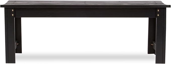 Shine Company Outdoor Wooden Backless Patio Garden Bench, 4 Ft, Black