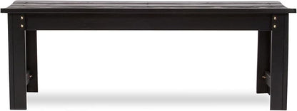 Shine Company Outdoor Wooden Backless Patio Garden Bench, 4 Ft, Black