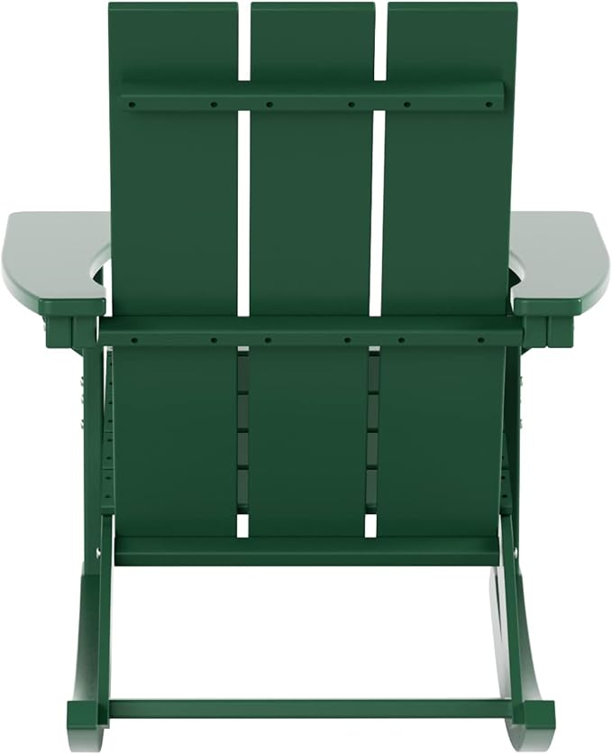 WO WESTIN OUTDOOR HDPE Shoreside Modern Rocking Poly Adirondack Chair (Set of 2),Dark Green