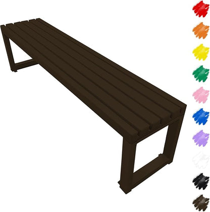 Outdoor Garden Bench 2-Person Metal Benches Patio Bench Weatherproof Park Seat Backless Chair Front Porch Seat Slatted Chair 3.3ft 3.9ft 4.9ft 5.9ft(Brown,3.93ft)