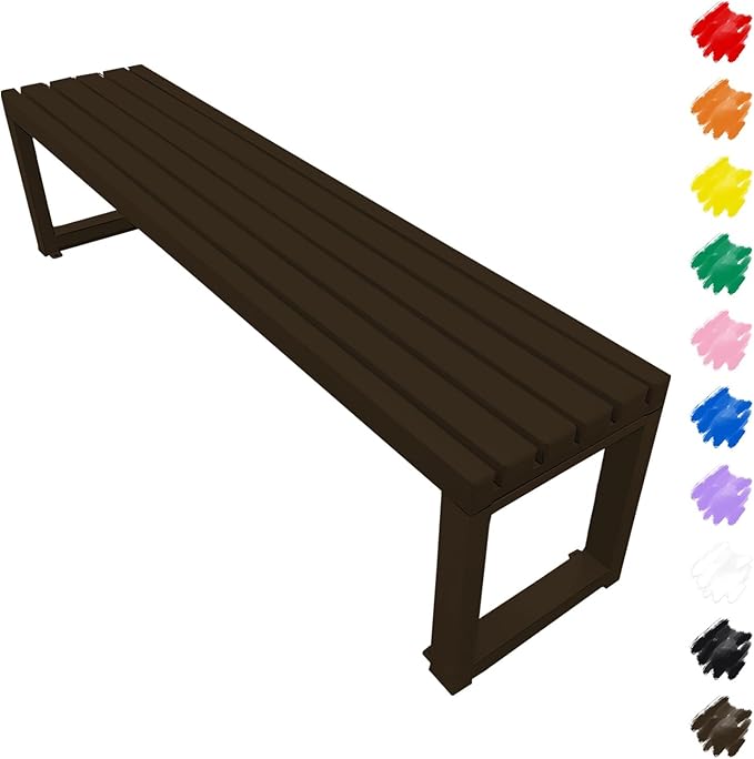 Outdoor Garden Bench 2-Person Metal Benches Patio Bench Weatherproof Park Seat Backless Chair Front Porch Seat Slatted Chair 3.3ft 3.9ft 4.9ft 5.9ft(Brown,3.3ft)