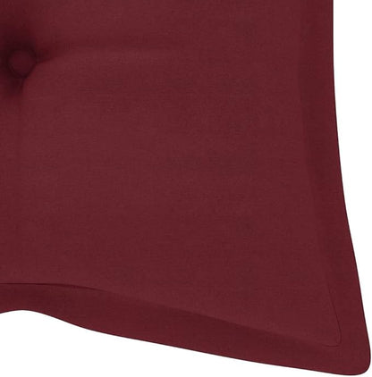 Solid Acacia Wood Garden Bench with Fabric Cushion Brown Rectangular Outdoor Furniture for Patio Balcony and Backyard