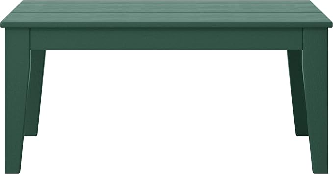 WestinTrends Malibu Low Outdoor HDPE Patio Rectangle Coffee Table, Dark Green