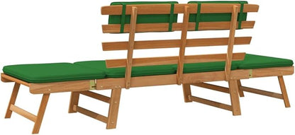 【Lightning Shipping】 Wooden Garden Bench, Outdoor Terrace Double Sofa Terrace, Lawn, Porch Patio Bench with Cushions 2-in-1 74.8" Solid Acacia Wood