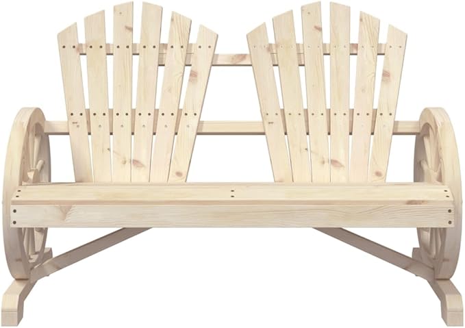 2-Seater Patio Adirondack Chair Solid Wood Fir Outdoor Sectional Furniture for Garden Backyard Poolside Balcony Durable - Photo 4