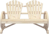 2-Seater Patio Adirondack Chair Solid Wood Fir Outdoor Sectional Furniture for Garden Backyard Poolside Balcony Durable - Photo 4