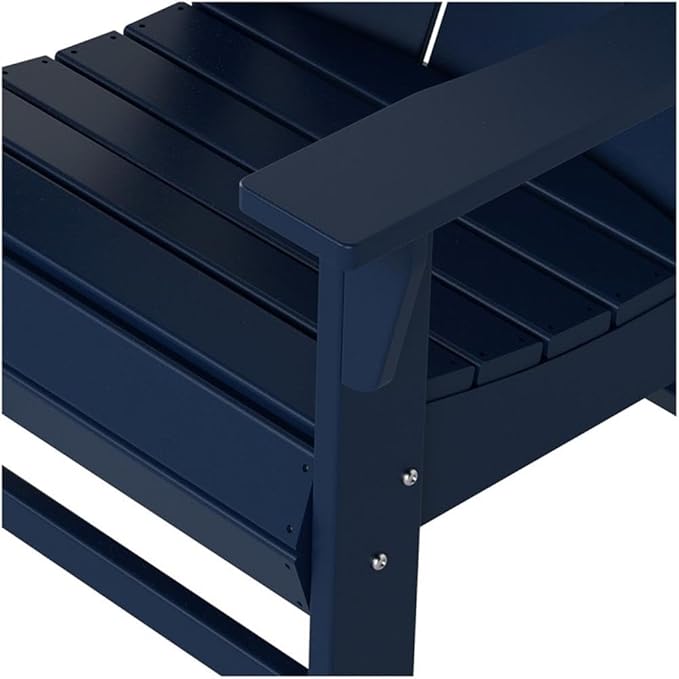 Costaelm Patio hdpe Adirondack Chair, Outdoor Balcony Pool Chair, Modern Front Porch Fire Pit Backyard Chair, Garden Resin Lounge Chair for Outside, Navy Blue