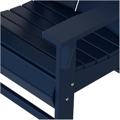 Costaelm Patio hdpe Adirondack Chair, Outdoor Balcony Pool Chair, Modern Front Porch Fire Pit Backyard Chair, Garden Resin Lounge Chair for Outside, Navy Blue