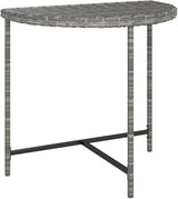 Grey Poly Rattan Garden Table with Powder-Coated Steel Frame, Modern Design and Weather Resistant for Outdoor Dining - Photo 3