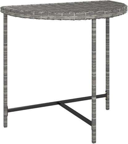Grey Poly Rattan Garden Table with Powder-Coated Steel Frame, Modern Design and Weather Resistant for Outdoor Dining, Spacious Surface Seats Four, Durable Construction