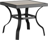 LOKATSE HOME Outdoor Patio Bistro Square End Table Dining Tile Top Metal Legs … - Photo 4