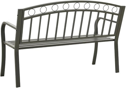 Garden Bench Outdoor Bench Patio Bench Cushions for Outdoor, Park, Yard, Entryway, Iron Metal Frame Furniture 49.2" Steel Gray-Fast delivchy
