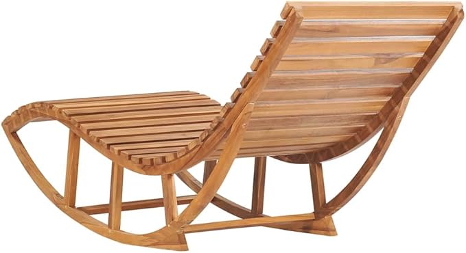 Premium Teak Wood Sun Lounger with Rocking Feature and Weather-Resistant Cushion, Large Waveform Design for Outdoor Relaxation by Poolside or Balcony, Solid Teak