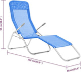 2-Pack Blue Textilene Fold-up Sun Lounger Outdoor Chaise 55.9x23.6x38.2 in Steel Frame Adjustable Recliner for Garden - Photo 2