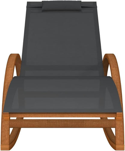 Outdoor Rocking Chair with Weather-Resistant Textilene and Solid Poplar Wood Frame, Ergonomic Patio Porch Rocker for Backyard Garden, Grey