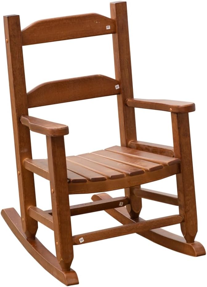 Toddler Rocking Chair Kids Child Wooden Small Baby Comfy Rocker Chairs Furniture for Nursery Bedroom Livingroom Outdoor Reading Room, Ages 3-6, Brown