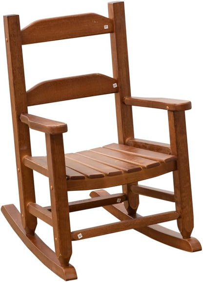 Toddler Rocking Chair Kids Child Wooden Small Baby Comfy Rocker Chairs Furniture for Nursery Bedroom Livingroom Outdoor Reading Room, Ages 3-6, Brown