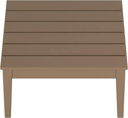 WestinTrends Ashore Outdoor Coffee Table, 32 Inch All Weather Poly Lumber Adirondack Patio Coffee Table Square Low Table, Weathered Wood