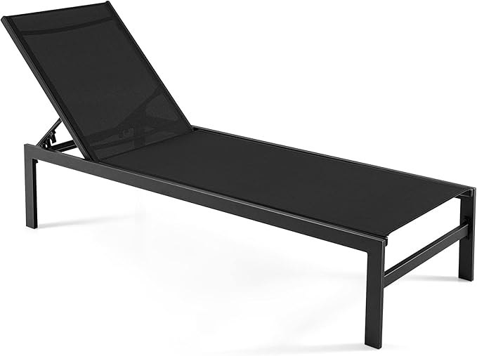 Tangkula Aluminum Lounge Chair Outdoor, Patio Adjustable Chaise Lounge with 6-Position Backrest, Aluminum Frame - Photo 1