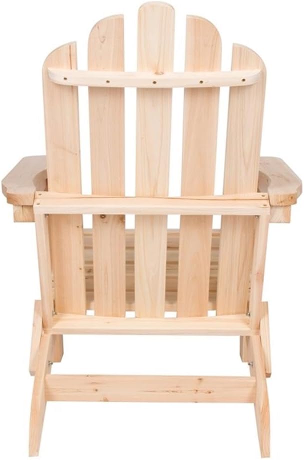 Pemberly Row Traditional Cedar Wood Folding Adirondack Chair, Beige Finish, 37"H x 28"W x 29.5"D, Ergonomic Design, Indoor or Outdoor Patio, Porch, Backyard, Low-Maintenance Moisture-Resistant Wood