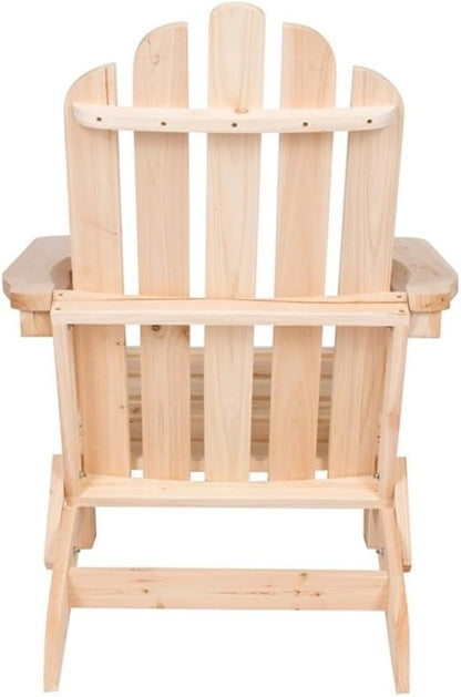 Pemberly Row Traditional Cedar Wood Folding Adirondack Chair, Beige Finish, 37"H x 28"W x 29.5"D, Ergonomic Design, Indoor or Outdoor Patio, Porch, Backyard, Low-Maintenance Moisture-Resistant Wood