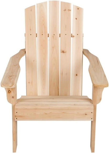 Pemberly Row Cedar Wood Adirondack Chair, 36.25" H x 34.25" W x 26.75" D, Beige Finish, Ergonomic Design, Contoured Seat, Wide Arms, Rustic Patio Seating, Low-Maintenance Outdoor Furniture